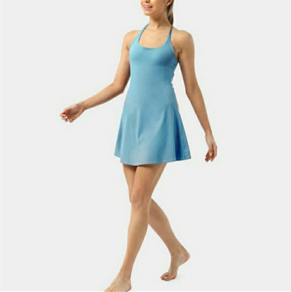 Halara Dresses & Skirts - BNWT backless halter exercise dress, bright blue